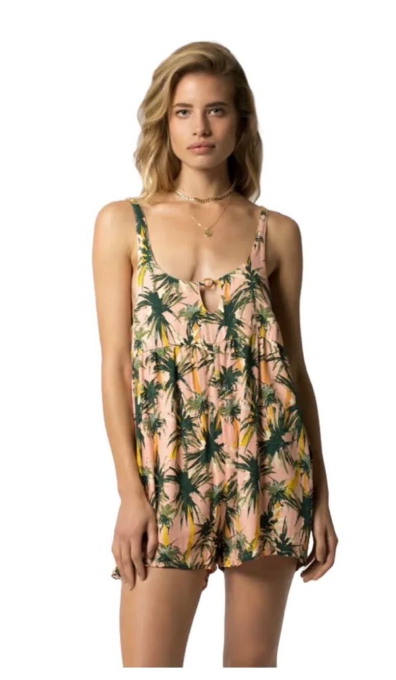 Aila Blue Palms Print Romeo Playsuit size Medium Romper